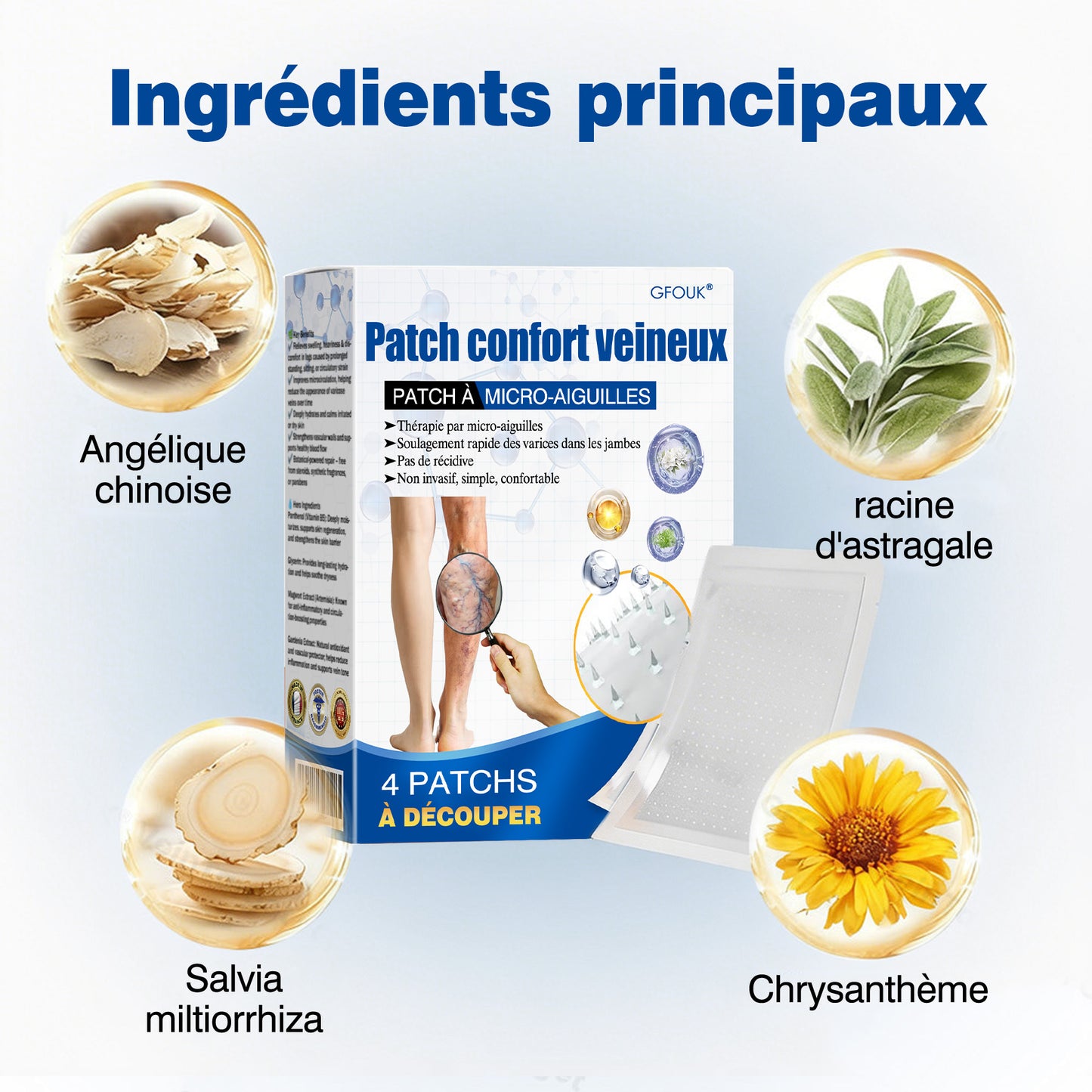 GFOUК® VeinEase : Patchs Micro-aiguilles ⌛Soulagement Immédiat, Résultats Durables👨‍⚕️🔥